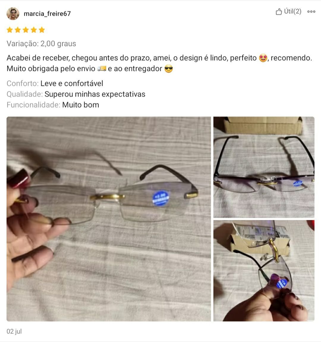 Depoimento de cliente 2 sobre o óculos 2V PRO